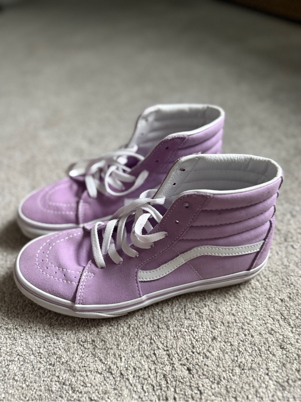 Vans High-Top Sneakers in Lavender and White